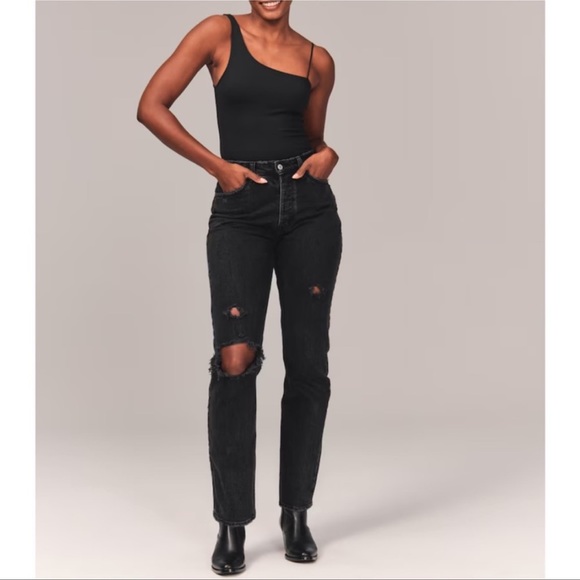 Abercrombie the dad high rise black size 2 great condition no flaws - Picture 1 of 12